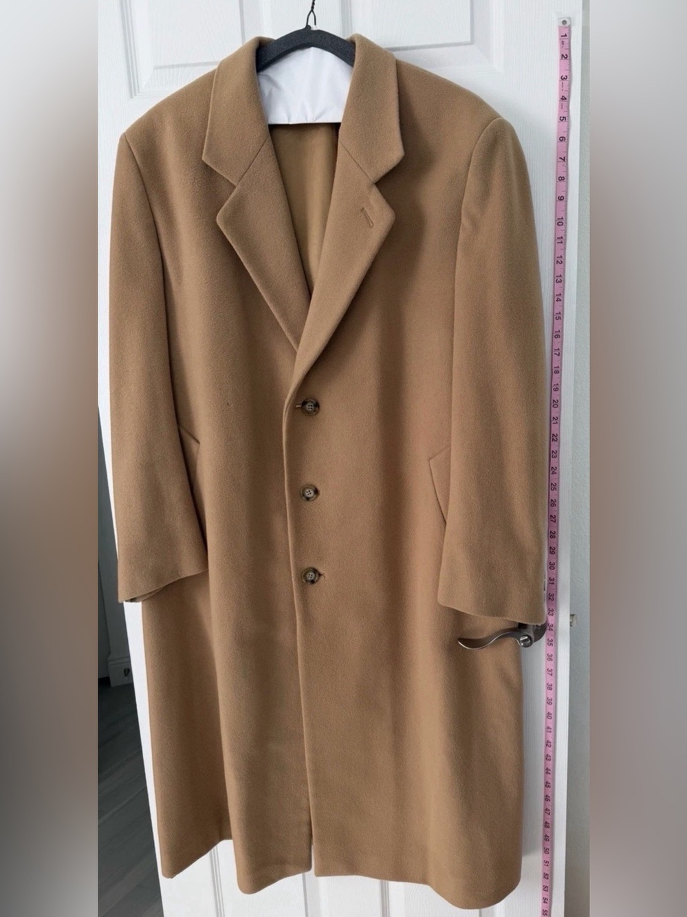 Men's Oversized Camel Single-Breasted Trench Coat